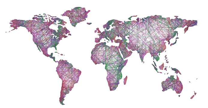 Artistic rendering of the continents showing all the possible places for which we can provide expert travel plans